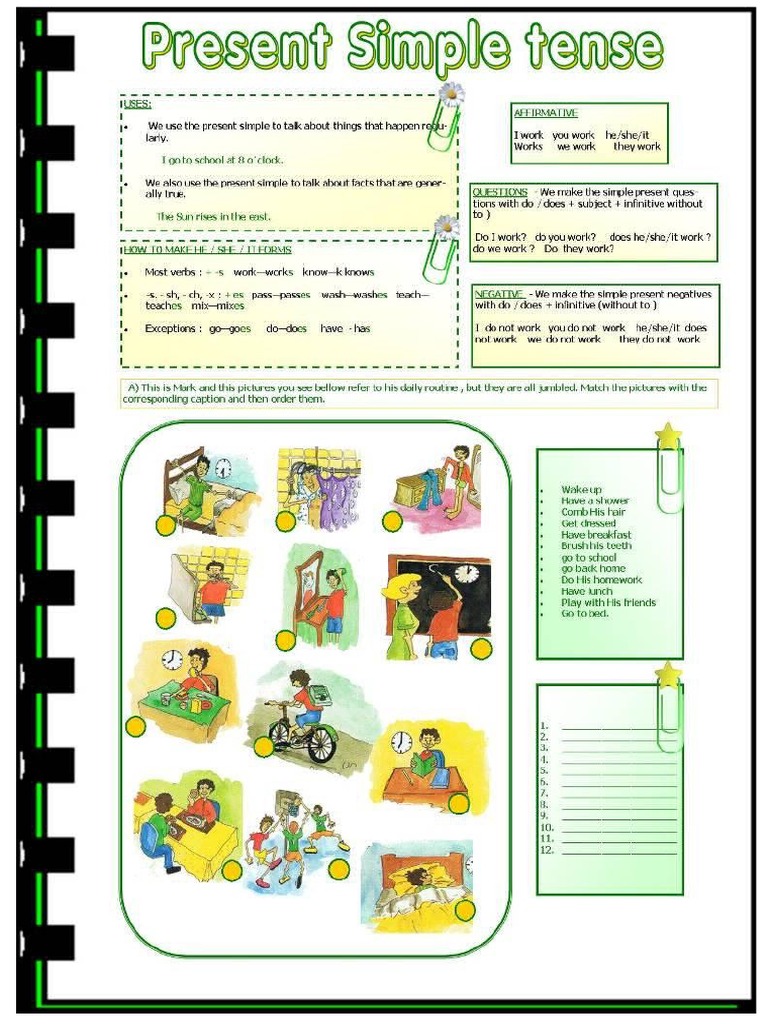 Present Simple Tense Exercises for Kids | PDF | Linguistic Morphology ...