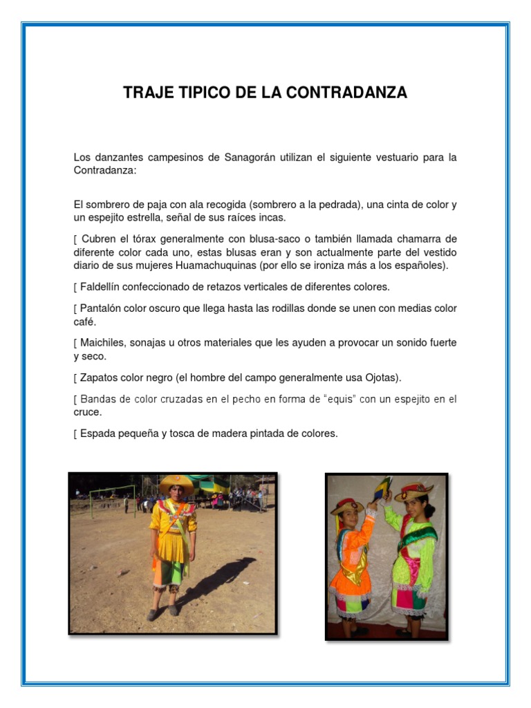 Vestuario Típico de la Contradanza | PDF | Arte