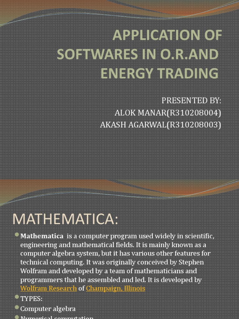 Software Applications in O.R. & Energy Trading | PDF | Business ...