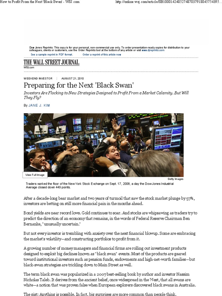 Preparing For The Next 'Black Swan' PDF Option (Finance) Investor