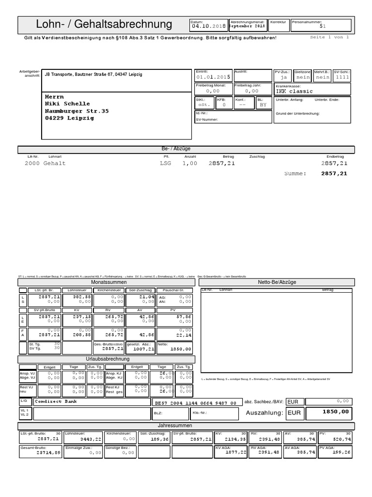 Muster Lohnscheine | PDF, image size:768x1024