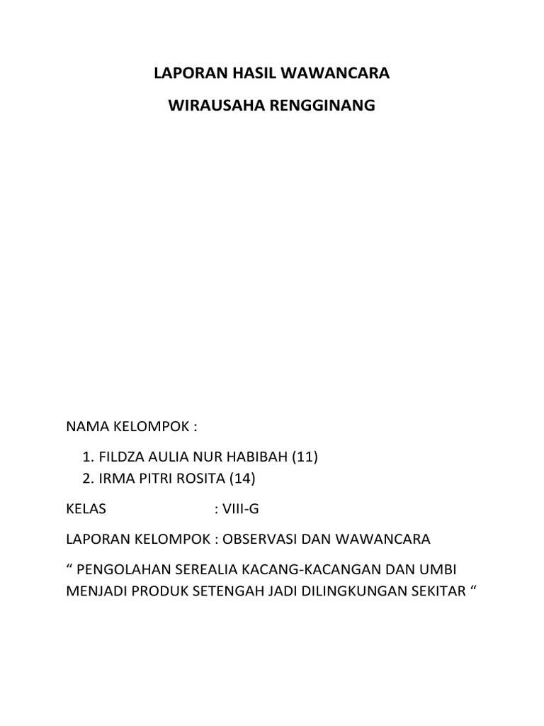 Laporan Hasil Wawancara