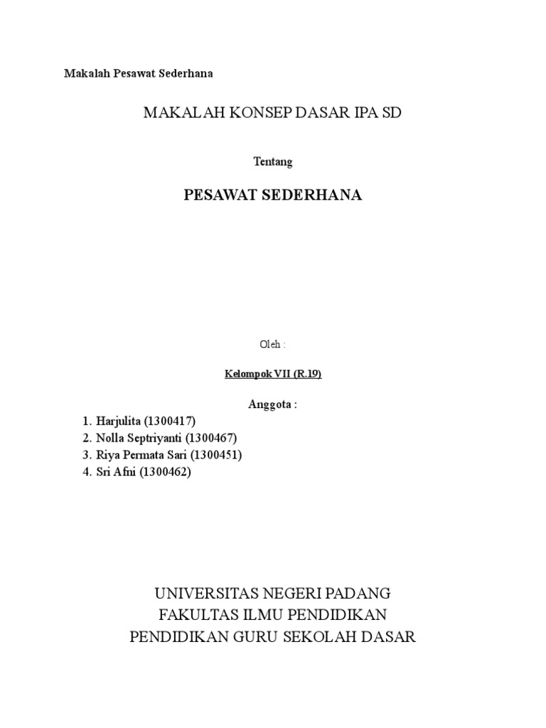 Makalah Pesawat Sederhana 1