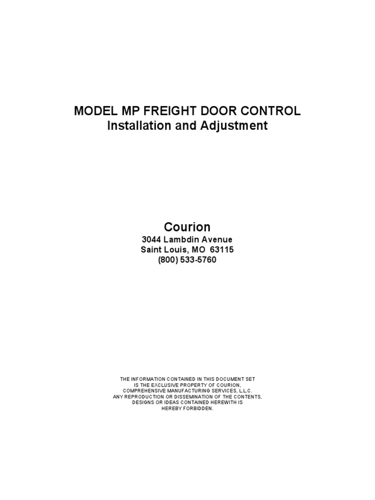 MP Freight Door Control Manual | PDF | Switch | Elevator
