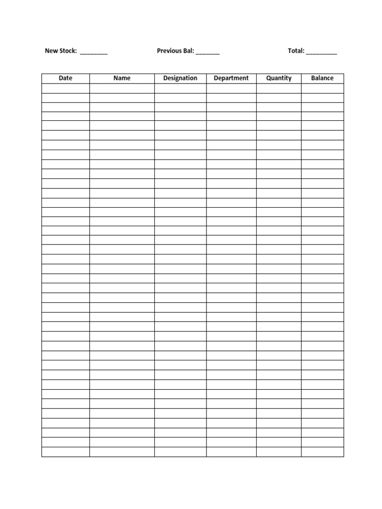 Stock Management Record Template | PDF