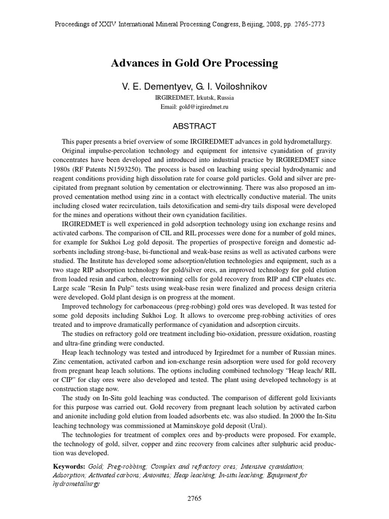 Advances in Gold Ore Processing Techniques | PDF | Adsorption | Gold