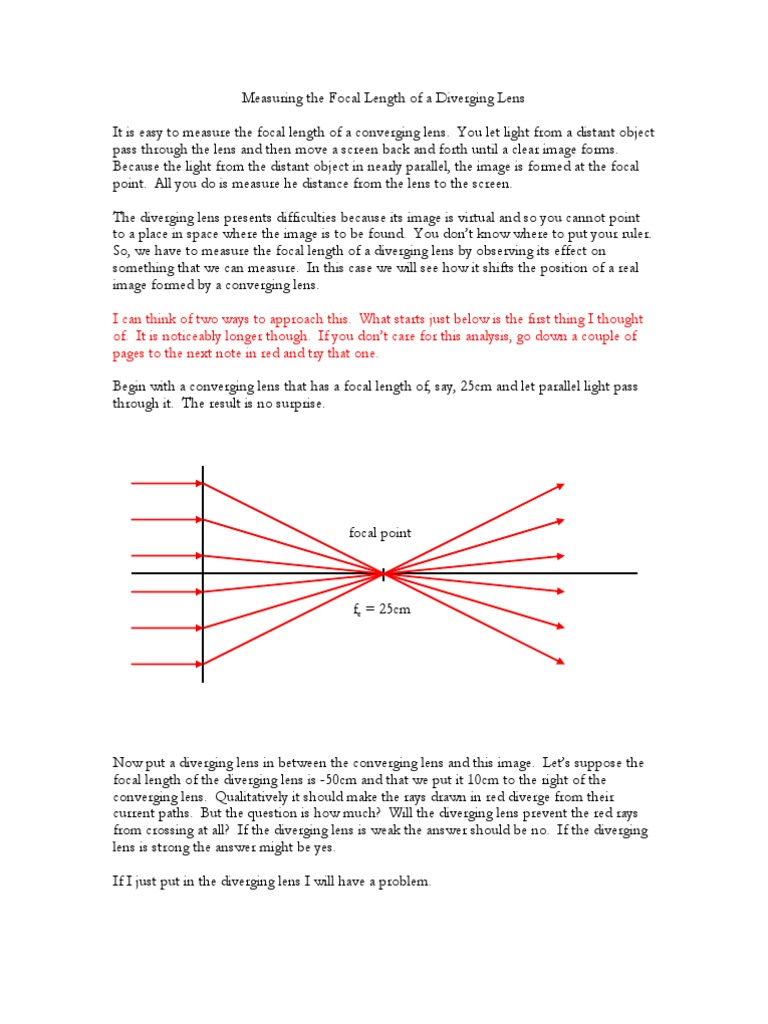 Measuring Negative Focal Lengths PDF Lens (Optics) Imaging