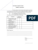 The Validation Form For Interview Guide For Teacher Expert Validation Direction