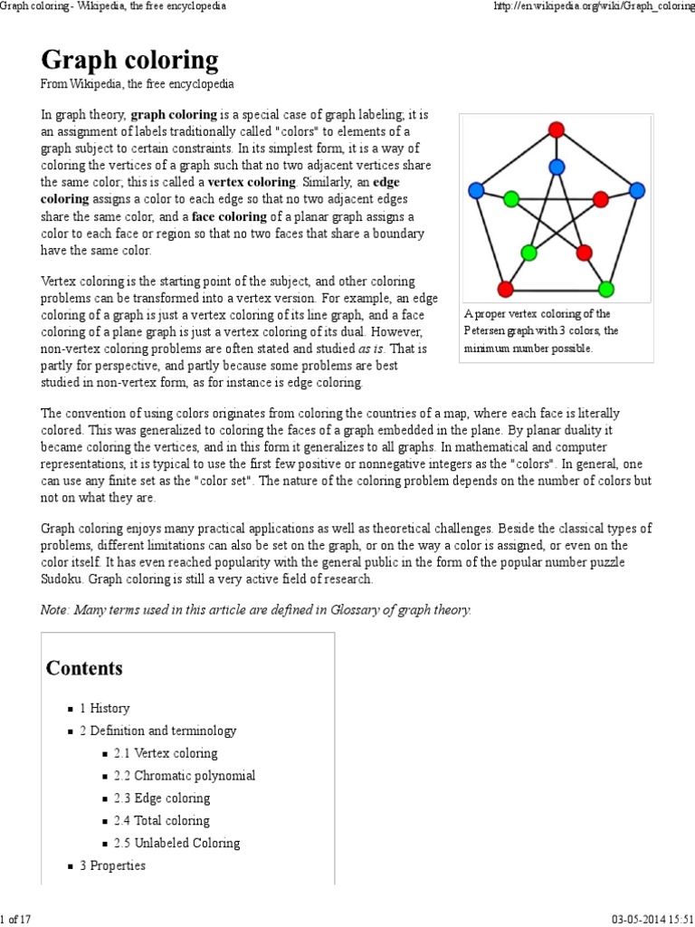 Graph Coloring Wikipedia The Free Encyclopedia Theoretical Computer Science Discrete Mathematics