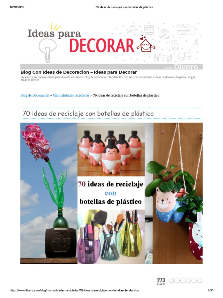 70 Ideas Creativas con Botellas de Plástico | PDF | Reciclaje | El plastico