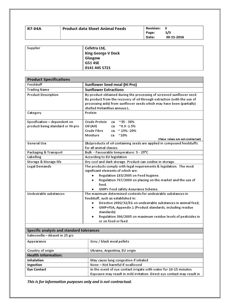 Sunflower Extractions MSDS Rev 3 PDF Fires Carbon Dioxide