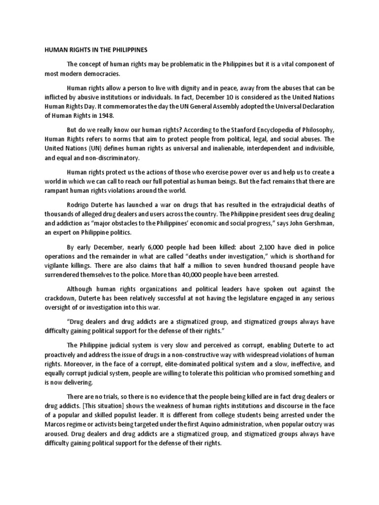 Human Rights Challenges in the Philippines | PDF | Rodrigo Duterte ...