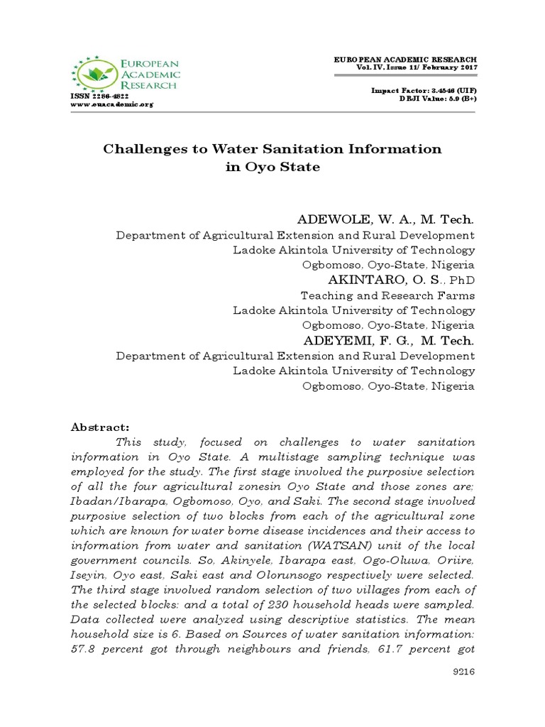 Challenges of Water Sanitation | PDF | Hygiene | Drinking Water