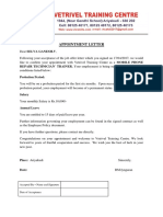 Appointment Letter: REPAIR TECHNICIAN' TRAINER. Your Employment Is Being Subject To The Terms and