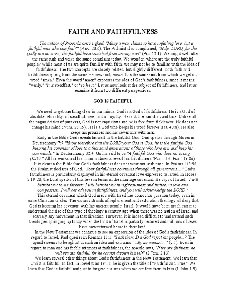 Faith and Faithfulness: God Is Faithful | PDF | Covenant (Biblical ...