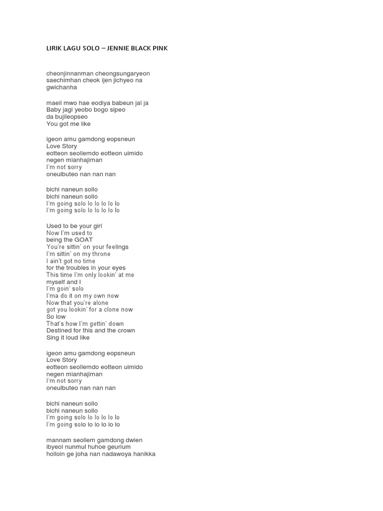 Lirik Lagu Solo Pdf