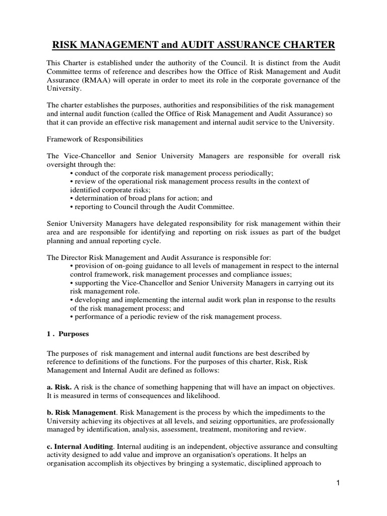 A and RCharterAug07AGcommentsFinal1 | PDF | Internal Audit | Internal ...