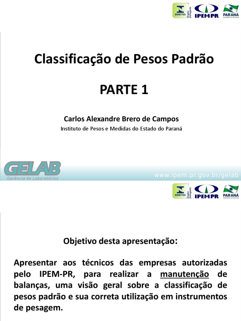 Classificacao Pesos Padrao Parte 1 2013 PDF | PDF
