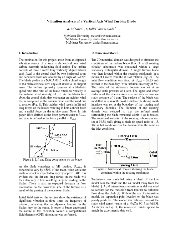 Vibration Analysis of Wind Turbine Blades | PDF | Lift (Force) | Turbine
