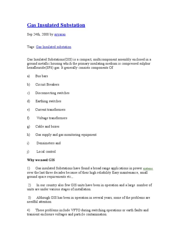 Gas Insulated Substation | PDF | Electrical Substation | Insulator ...