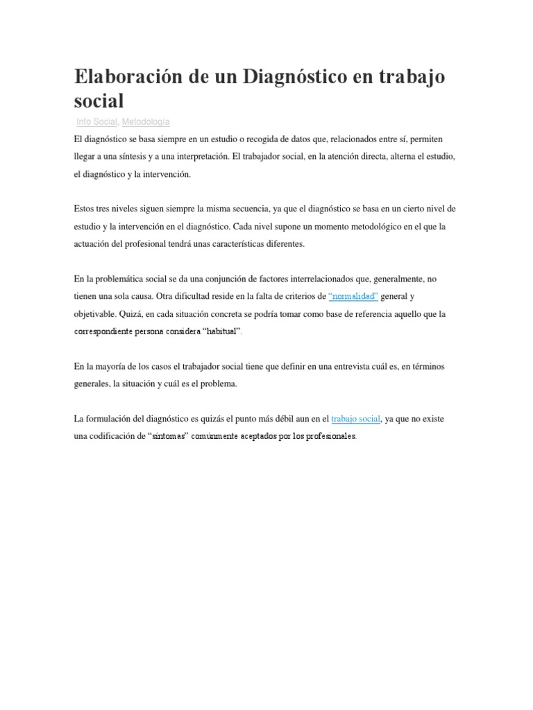 Ejemplo de Diagnóstico Social en Trabajo Social | PDF | Diagnostico ...