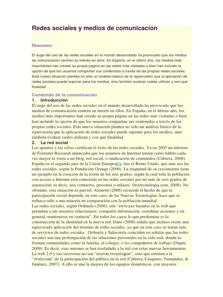 Redes Sociales y Medios en España | PDF | Servicio de redes sociales ...