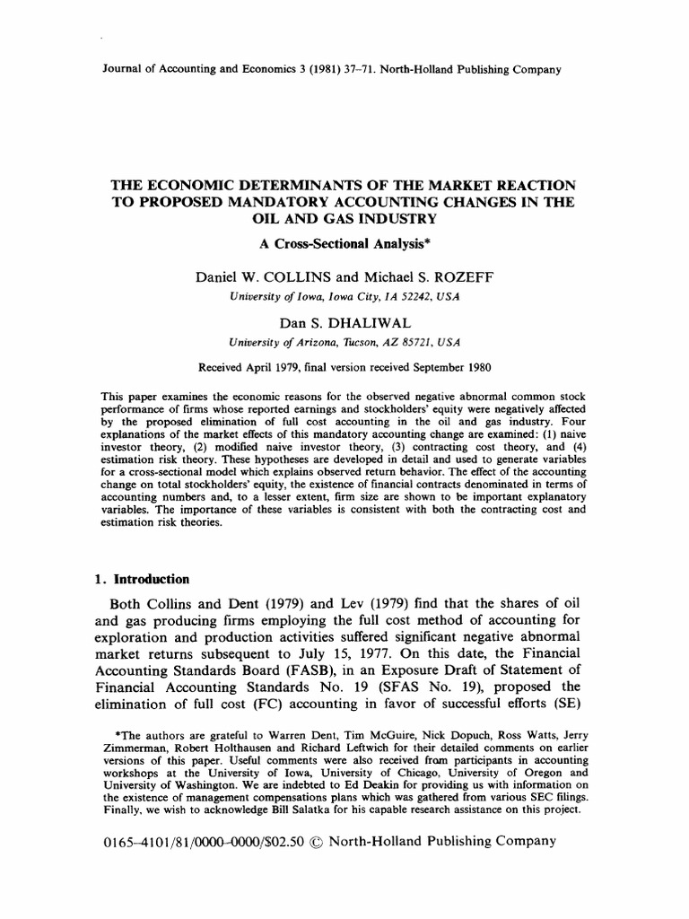 Collins 1981 | PDF | Stocks | Capital Asset Pricing Model