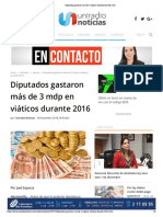 18 - 11- 18 - UNIRADIO - Diputados gastaron más de 3 mdp en viáticos durante 2016