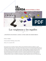 Las Vergenzas y Los Orgullos A Proposito de Regreso A Reims Ultimo Libro de Didier Eribon