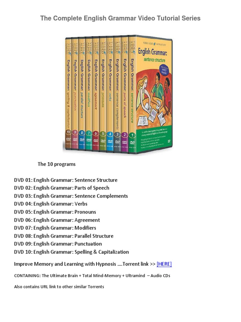 English Grammar Video Tutorial Series | PDF | Language Arts & Discipline