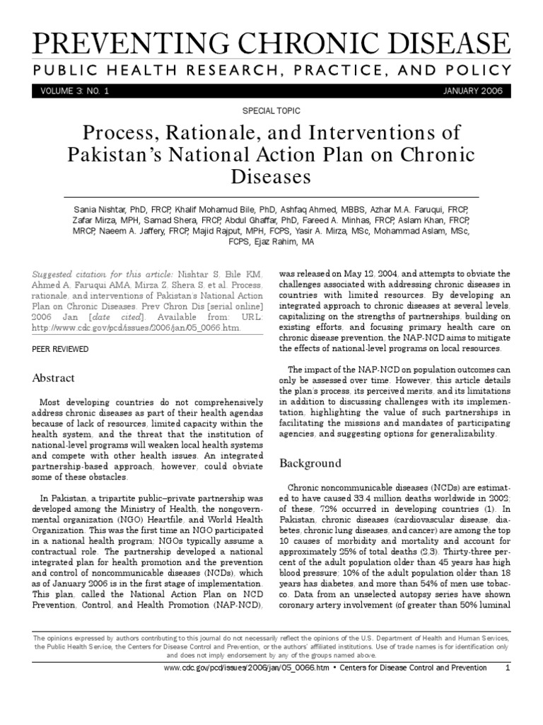 Chronic Disease in Pakistan | PDF | Non Communicable Disease ...