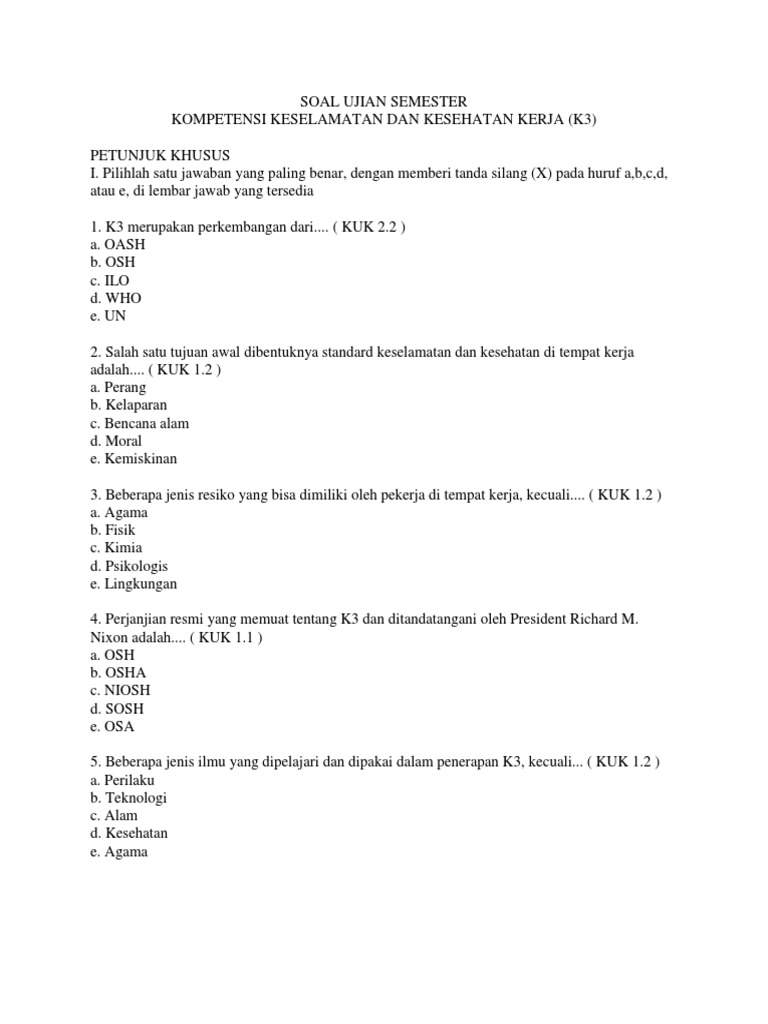 Soal K3lh Docx