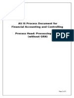 AS IS Process Document For Financial Accounting and Controlling Process Head: Processing of Bill (Without GRN)