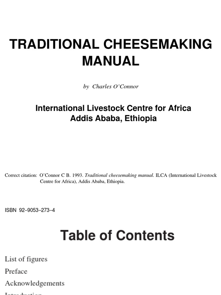 Traditional Cheesemaking Manual: International Livestock Centre For ...