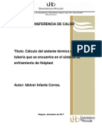 Cálculo Del Aislante Térmico de Una Tubería Que Se Encuentra en El Sistema de Enfriamiento de Holplast