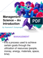 Management Science - An: By: Rosemarie P. Duhaylungsod