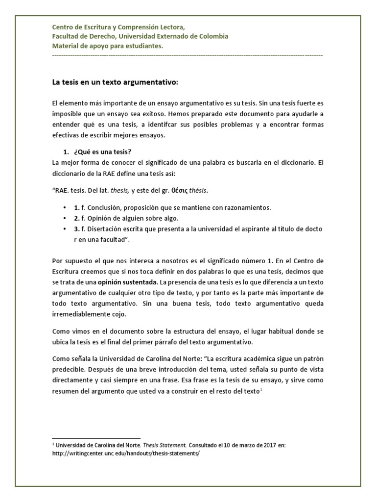 La Tesis en Ensayos Argumentativos | PDF | Ensayos | Autor