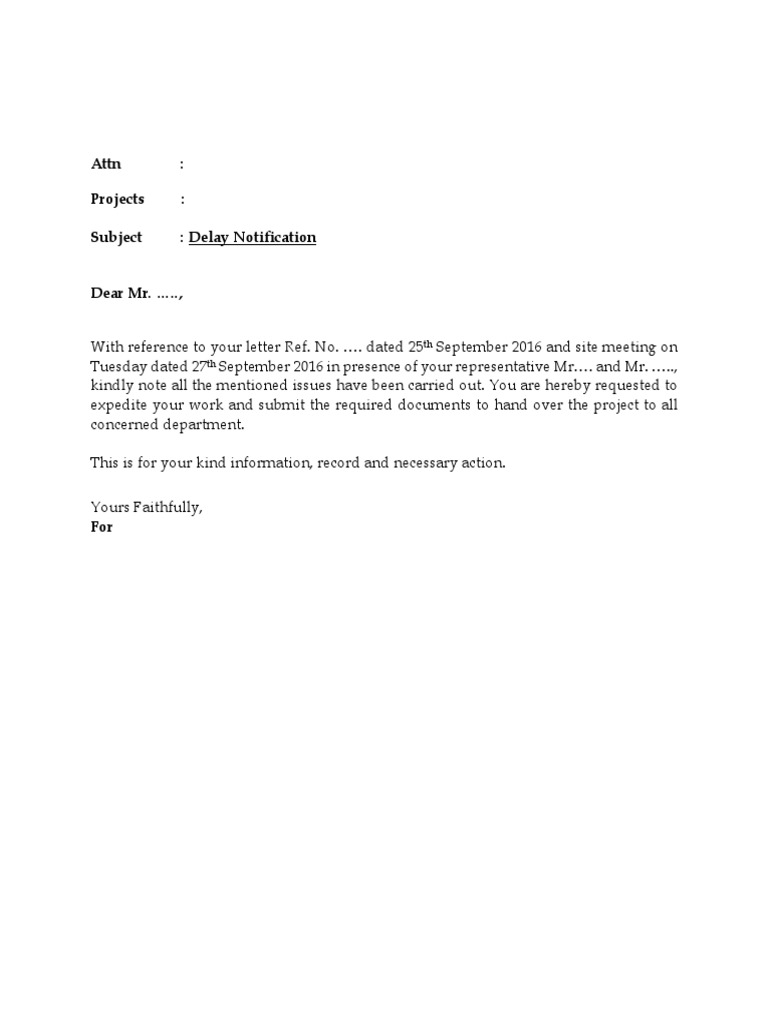 Project Delay Notification Letter | PDF