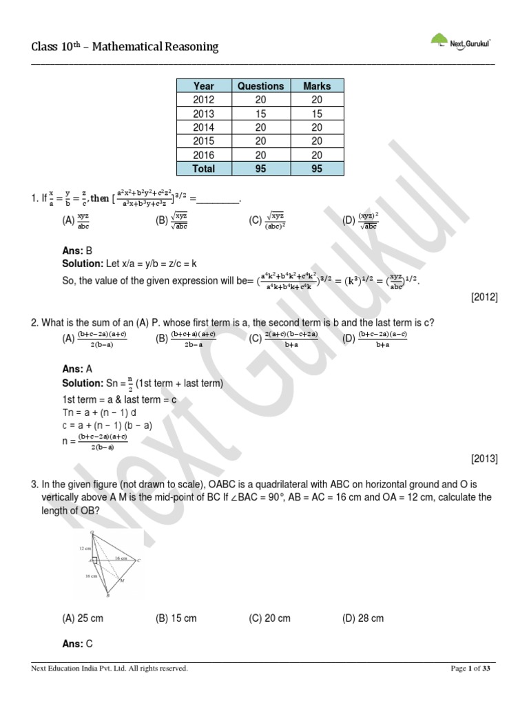 math olympiad questions for class 10 pdf