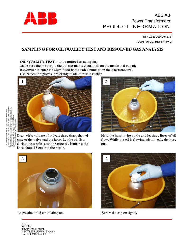 Transformer Oil Sampling Guide | PDF | Syringe | Valve