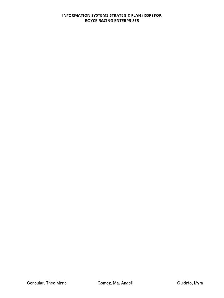 Information Systems Strategic Plan (Issp) For Royce Racing Enterprises ...