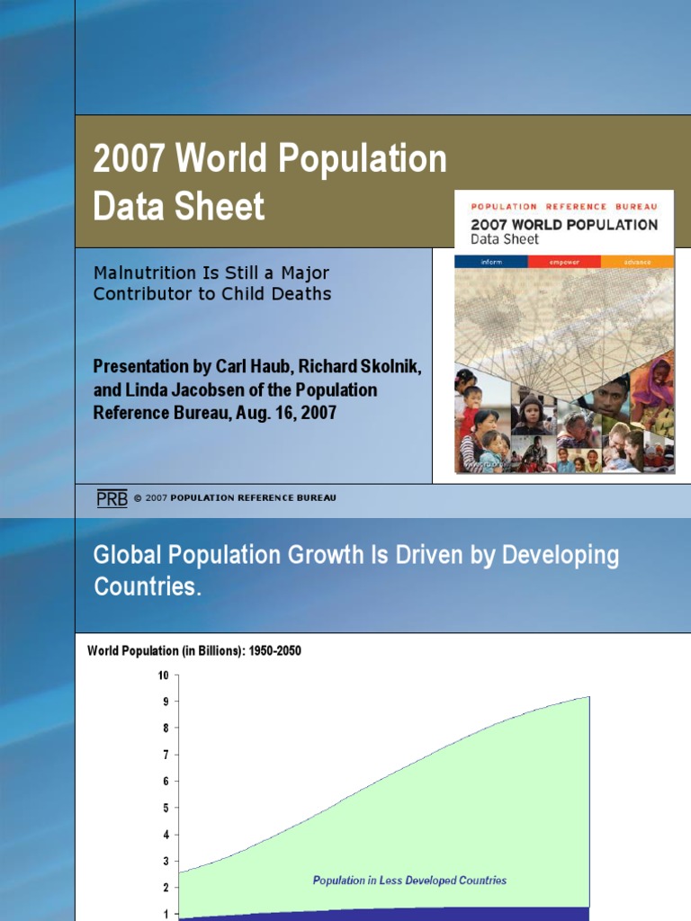 2007 World Population Data Sheet PDF World Population Obesity
