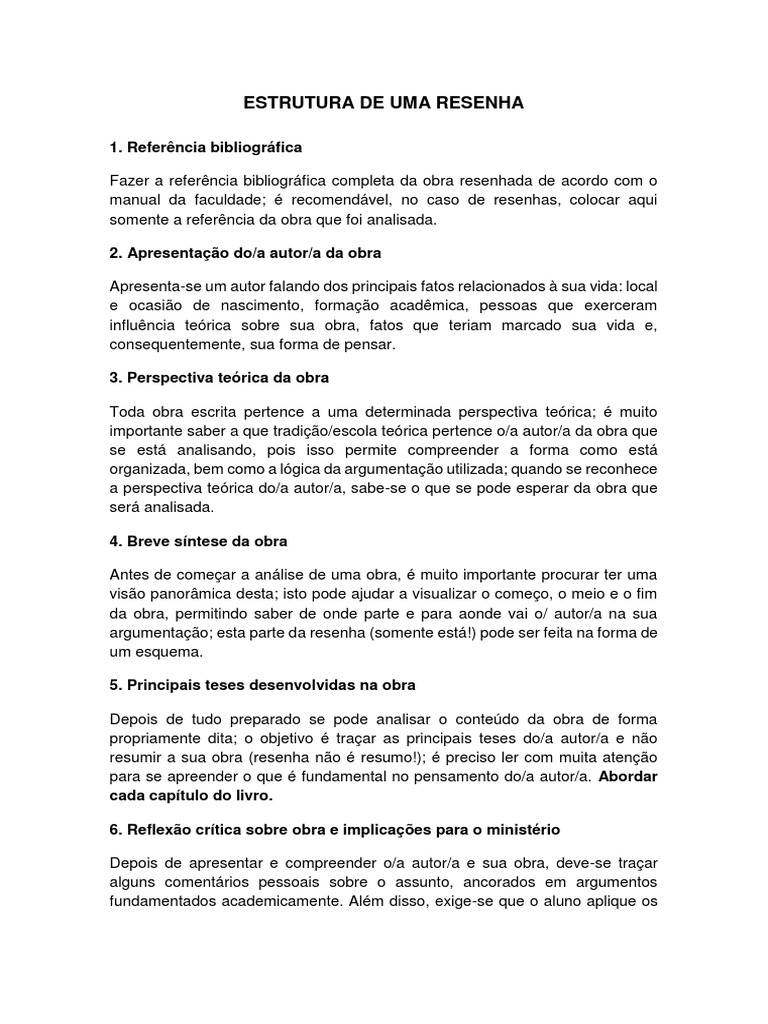 Estrutura de Uma Resenha | PDF
