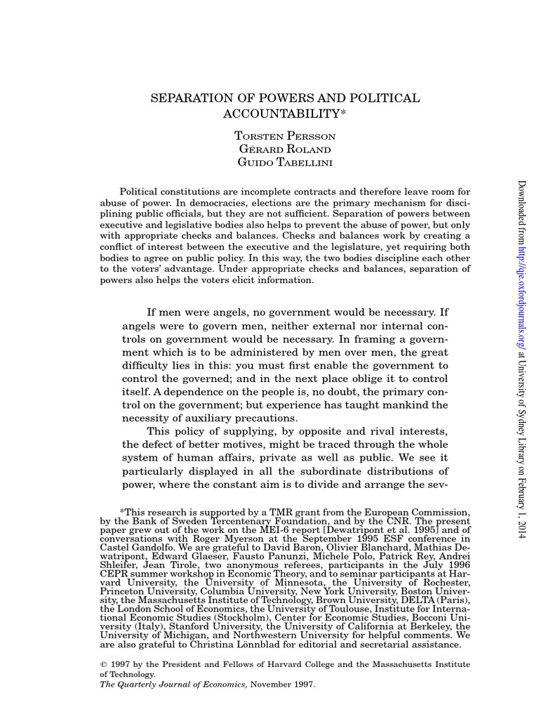 Separation of Powers and Accountability | PDF | Separation Of Powers ...
