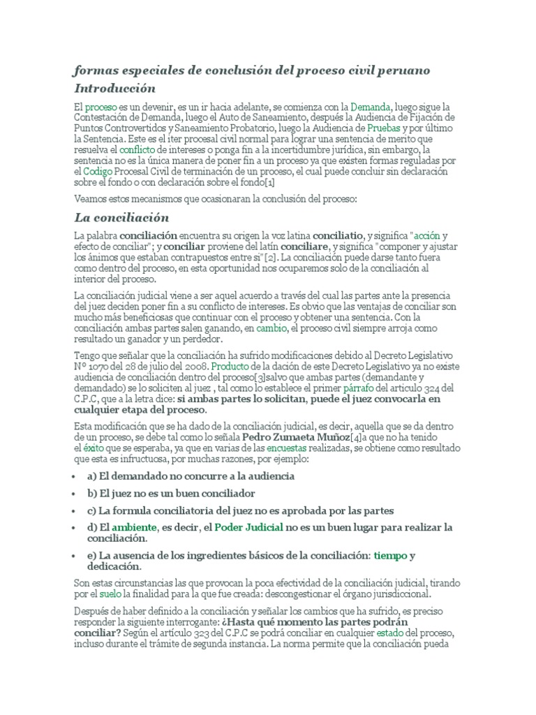 Formas Especiales de Conclusión Del Proceso | PDF | Demanda judicial ...