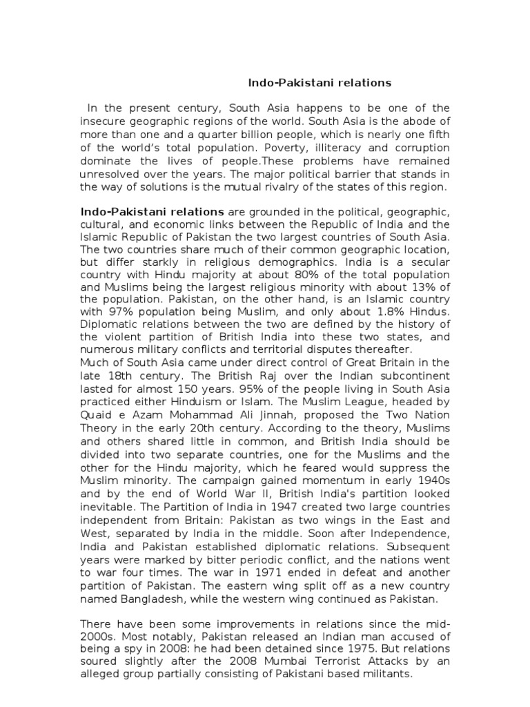 India Pakistan Relations IndiaPakistan Relations Pakistan