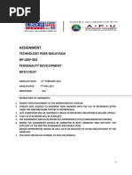 Assignment: Technology Park Malayasia NP-LBEF-002 Personality Development NP1F1701IT