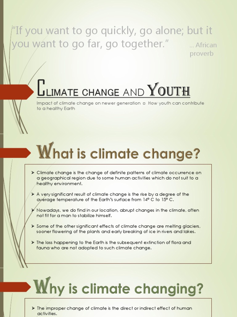 Youth's Role in Climate Change Action | PDF | Effects Of Global Warming ...