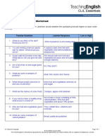 CLIL Essentials: Questions - Answers and Worksheet