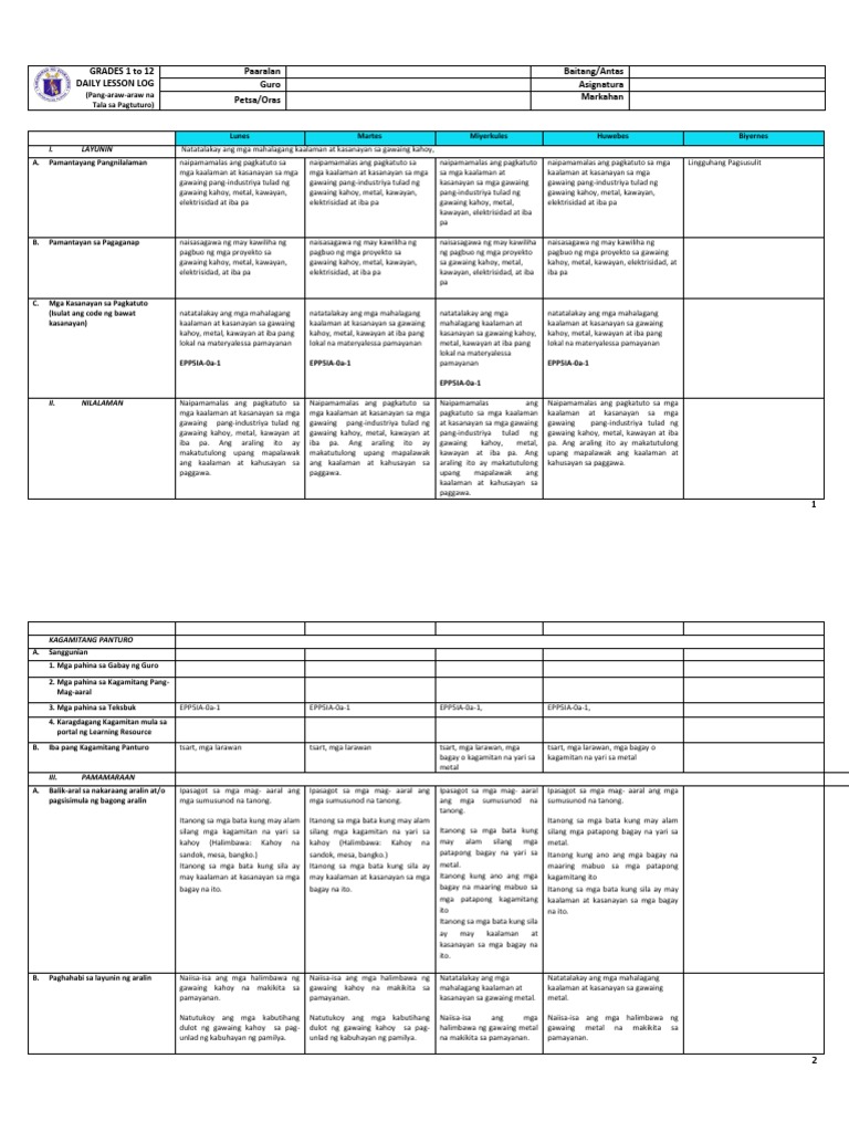 Grade 5 EPP Industrial Arts DLL Whole Year Grade 5 1 PDF